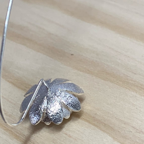 Handmade Sterling Silver Flowers Long Earrings - Picture 3 of 6